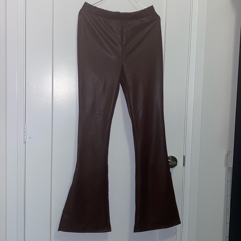 NWT Forever 21 Chocolate Brown Faux Leather Pants